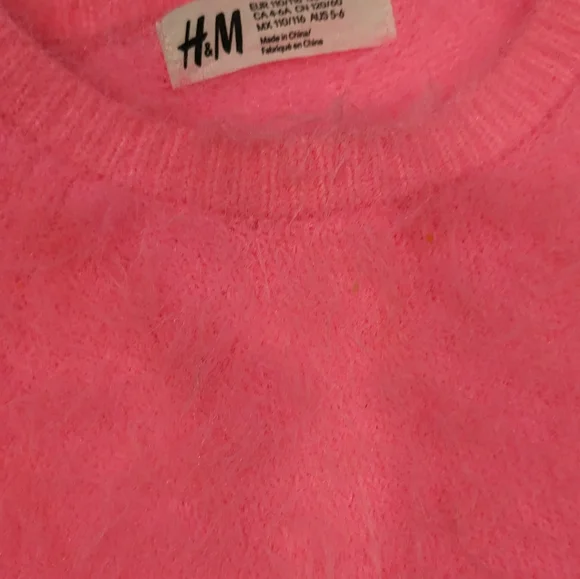 H&M neon pink fuzzy sweater girl - Picture 3 of 3